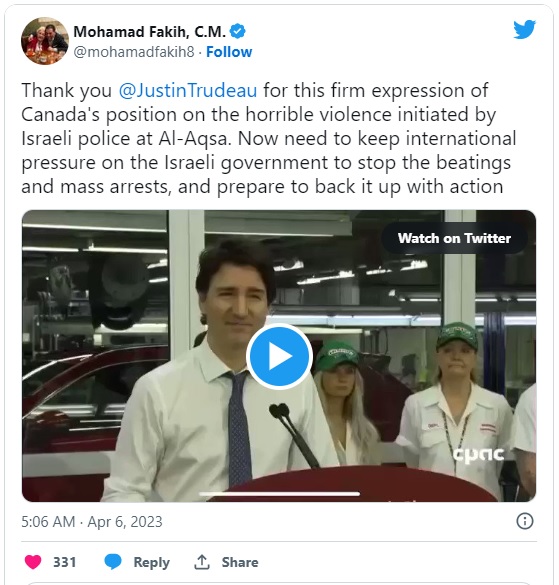 เหตุโจมตีมัสยิดอัลอักซอ นักการเมือง ชาวยิว มุสลิมในแคนาดาประณามสนั่น!