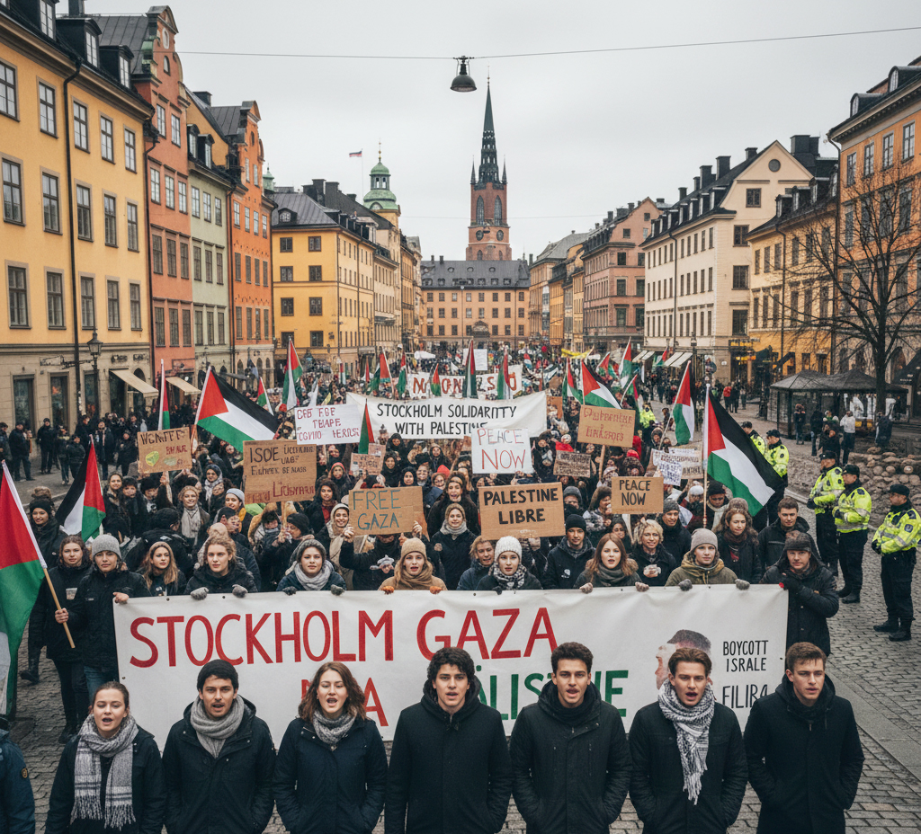 ชุมนุมใหญ่ในสต็อกโฮล์ม ต้านอิสราเอลกรณีกาซา